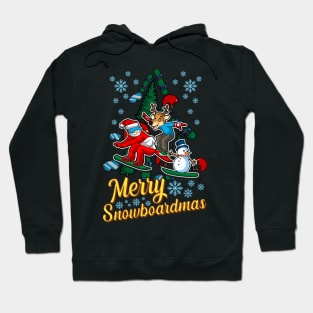 Merry Snowboarding. Ugly Christmas Tree Hoodie